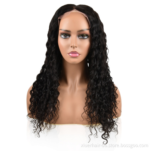 RTS U Part Frontal Water Wave Curly for Black Women Glueless Full HD Frontal Lace Wigs 100% Virgin Human Hair